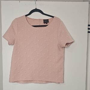 W5 Blush Polka Dot Textured Short Sleeve Top
